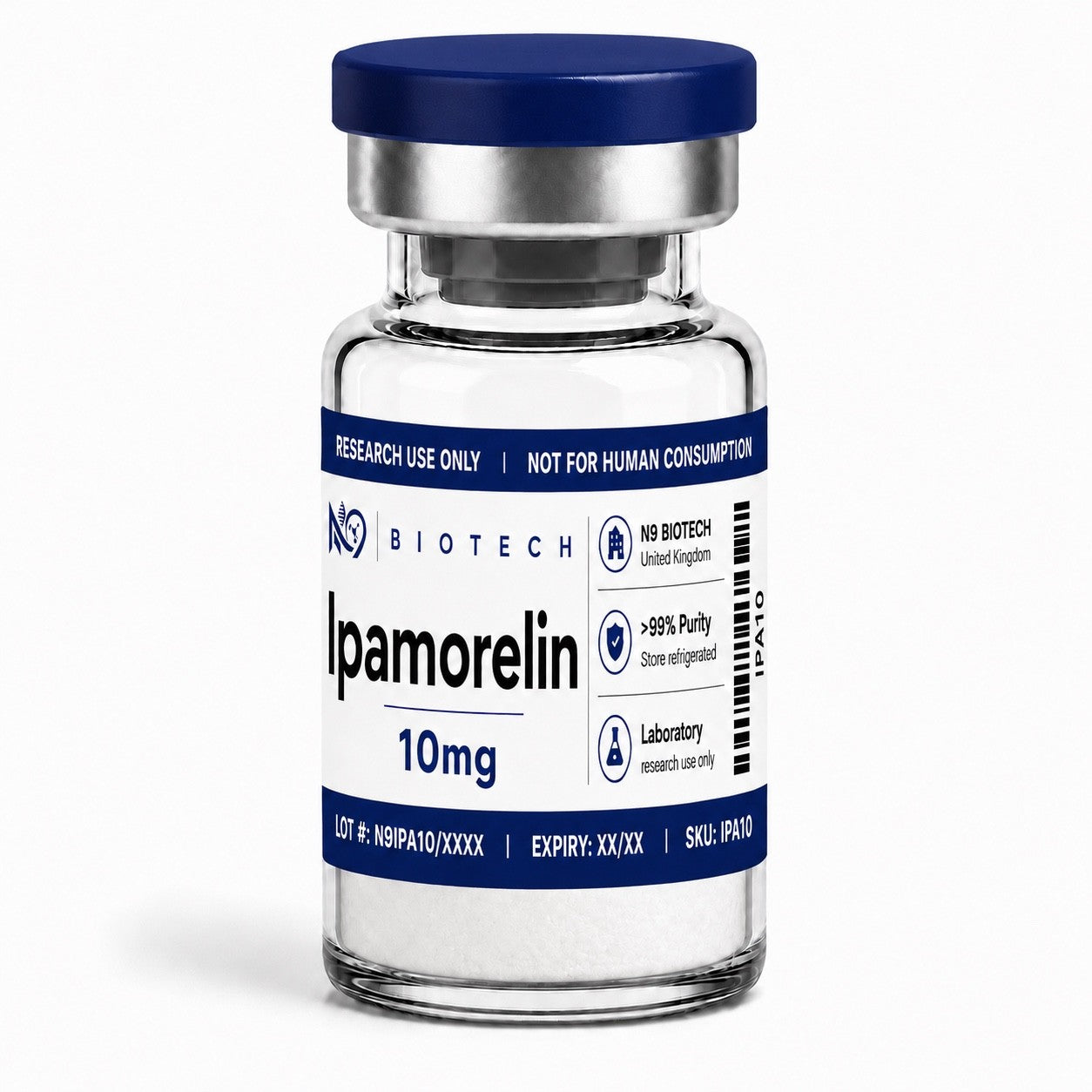 Ipamorelin 10mg lyophilised peptide vial