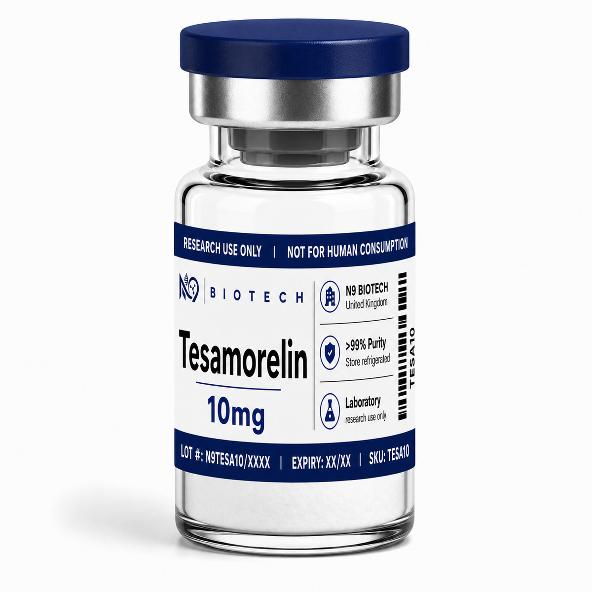 Tesamorelin 10mg lyophilised peptide vial