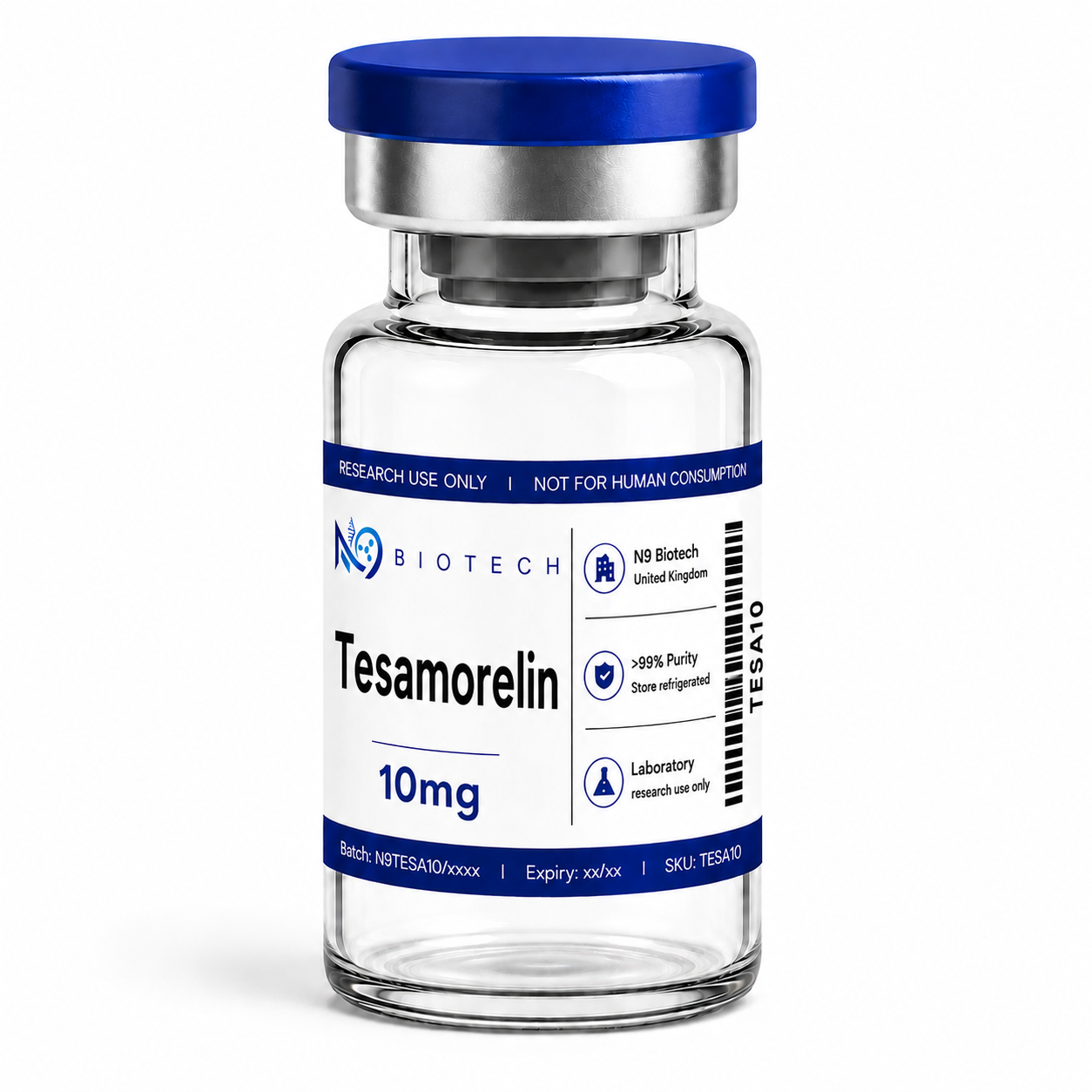 Tesamorelin 10mg lyophilised peptide vial